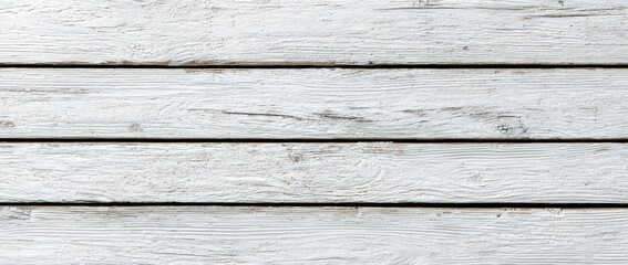 Obraz premium Whitewashed horizontal wood planks texture; rustic, weathered, aged, distressed, showing grain and subtle color variations