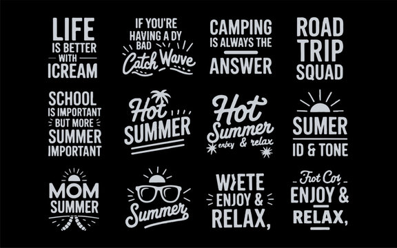 Summer Quotes Typography Ice Cream Camping Road Trip - Powered by Adobe