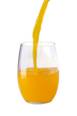 Fresh Orange Juice Being Poured into a Clear Glass isolated on a transparent background