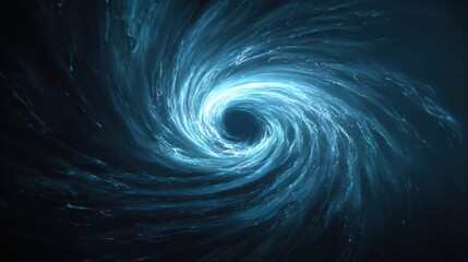 A swirling vortex of blue light in a dark background, resembling a cosmic or underwater whirlpool.