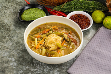 Chinese wonton soup with dumplings