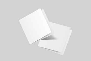 Square open Leaflet, bi fold mockup template .Blank paper, thank you card, notecards, note paper, greeting card, wedding invitation, postcard, brochure or creative work for presentation of design
