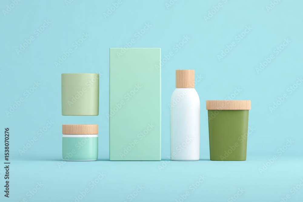 Poster collection of retro packaging designs in minimalistic style arranged neatly with ample copy space around each item
