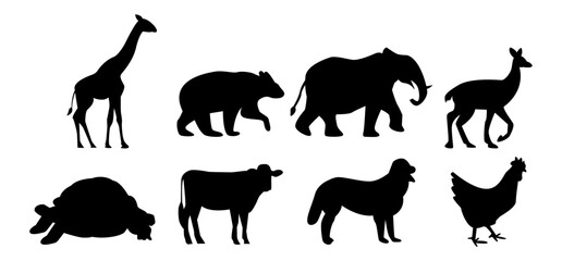 A black silhouette of a wild animal, isolated on a white background. Ideal for icons, logos, or design elements.