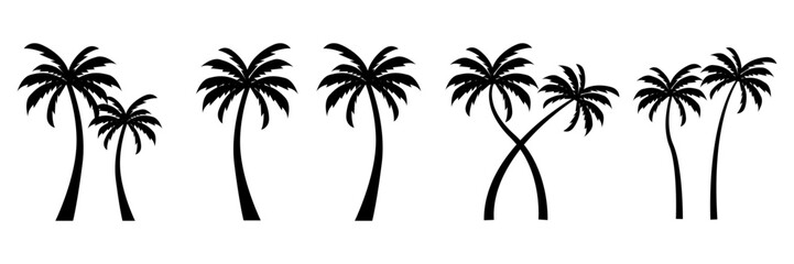 Naklejka premium Set of palm tree silhouette vector illustration