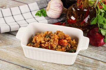 Grilled vegetables salad - Eggplant, tomato and pepper