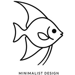 Fototapeta premium Minimalist Low Detail Angelfish Line Art Vector Graphic SImple Design 