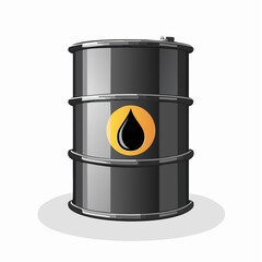 Crude Oil Barrel: A symbol of the energy industry, a detailed illustration of a black barrel with a prominent oil drop emblem, set against a neutral background.