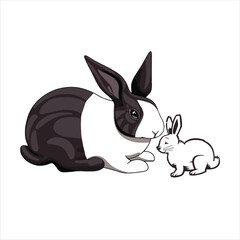 Cute cartoon rabbit holding a heart in a fun and happy illustration