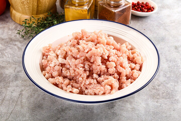 Homemade Raw pork minced meat
