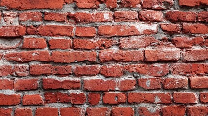 Obraz premium A decaying and crumbling rustic brick wall with remnants of white plaster and mortar.