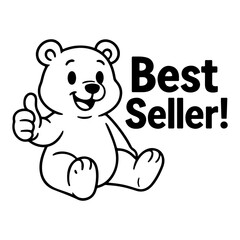 Best Seller SVG Vector Cute Bear Giving Thumbs Up Line Art for Small Business Packaging and Labels