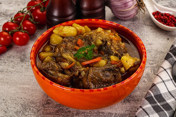 Gourmet Oxtail beef soup with vegetables