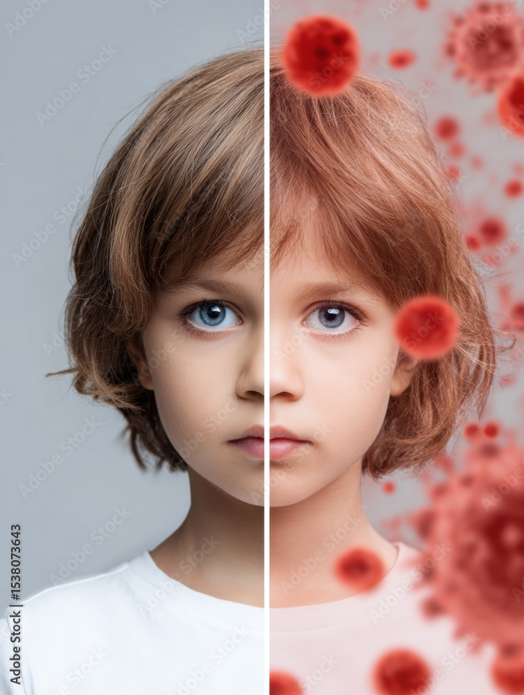 Poster visual comparison highlighting the differences between leukemia and lymphoma in children