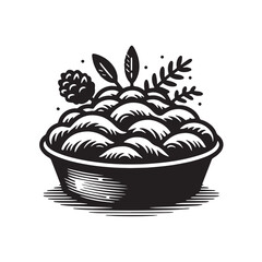 Black Shepherd’s Pie Silhouette Vector, High Quality Illustration on White Background