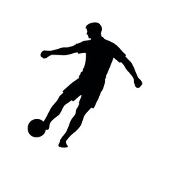 Soccer player kicking ball, athletic action pose