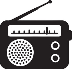 Retro radio icon, symbol silhouette design vector art illustration