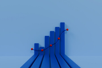 3d render chart bar diagram business growth concept and stock market sales strategy