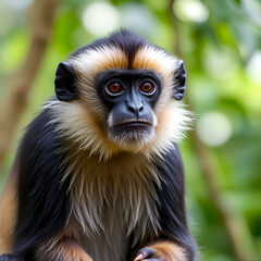 Obraz premium Gibbon monkey portrait. The lar gibbon (Hylobates lar)