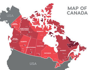 Canada Political Map Vector with Labels