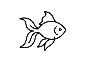 Simple black line drawing of a fish swimming gracefully in a minimalist style, showcasing its fins and facial features beautifully