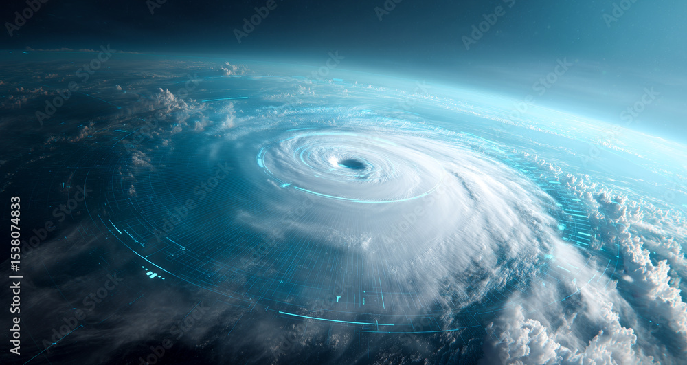 Aufkleber the satellite probe monitors a developing hurricane, showcasing its massive spiral shape and intrica