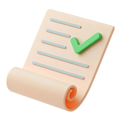 3d render of checklist with checkmark isolated on transparent background