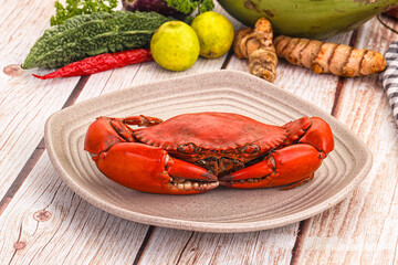 Hot fresh Boiled red crab