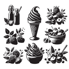 Black Sorbet Silhouette Vector, High Quality Illustration on White Background