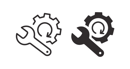 Gear and wrench icons. Symbol of service or maintenance settings.