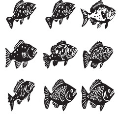 vector set of fish
