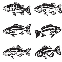 vector set of fish