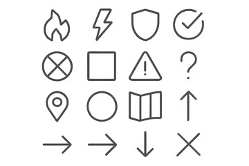 Various icons representing different concepts and symbols displayed in a grid format