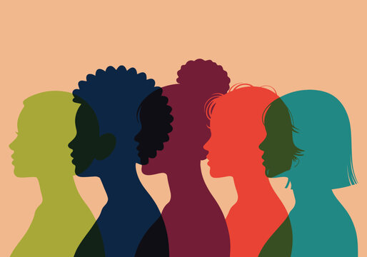 A vibrant collection of diverse female silhouettes ideal for branding projects promoting inclusivity empowerment and female leadership showcasing strong women in profile views