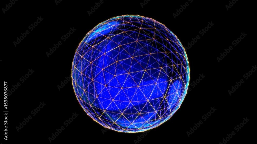 Poster futuristic sphere of particles and lines network connection big data abstract technology background