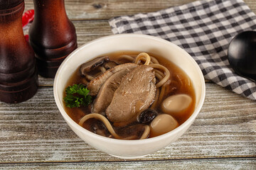 Japanese Ramen soup with duck