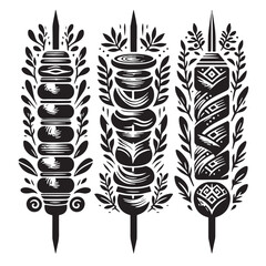 Black Souvlaki Silhouette Vector, High Quality Illustration on White Background