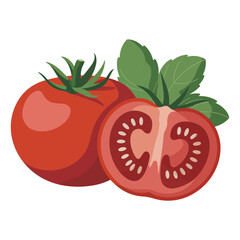 Flat Vector Tomato Illustration on White Background.
