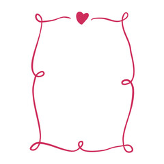 Romantic Curve Frame with Heart isolated on white. Perfect for the design of wedding invitation, card, menu