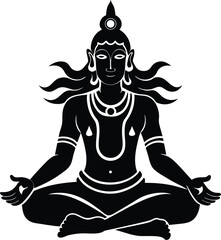 silhouette of a woman meditating