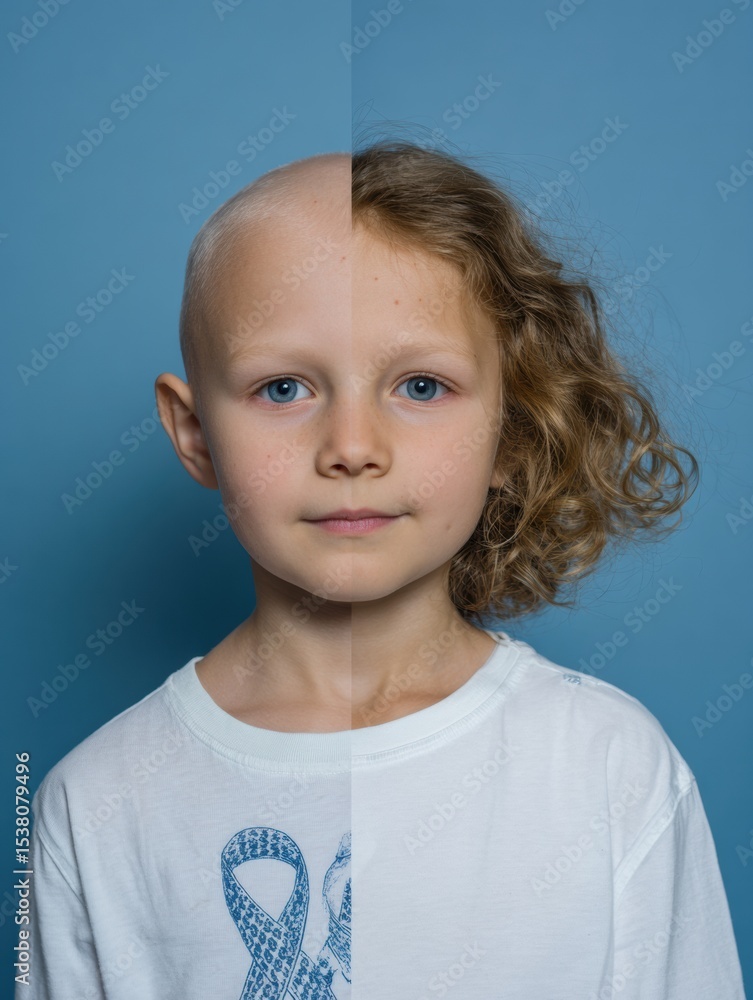 Poster visual comparison of leukemia and lymphoma in children highlighting differences through unique portr