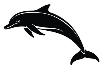 Minimalist dolphin jumping silhouette vector icon flat design illustration