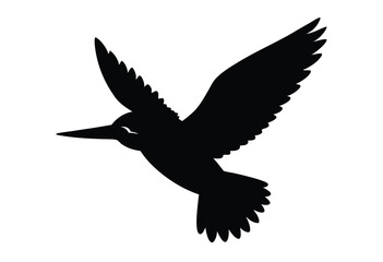 Obraz premium Flying kingfisher silhouette vector illustration simple icon flat design bird nature wildlife