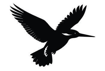 Fototapeta premium Flying kingfisher silhouette vector illustration simple icon flat design bird nature wildlife