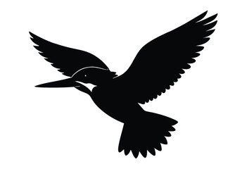 Fototapeta premium Flying kingfisher silhouette vector illustration simple icon flat design bird nature wildlife