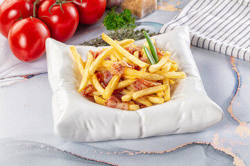 French fry potato with bacon