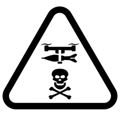 Dangerous drones or quadcopters zone sign, military drones here	