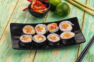 Koream homemade roll Kimbap with nori seaweed