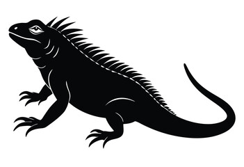 Fototapeta premium Flat design iguana silhouette vector icon simple minimalistic illustration