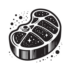 Black Steak Silhouette Vector, High Quality Illustration on White Background